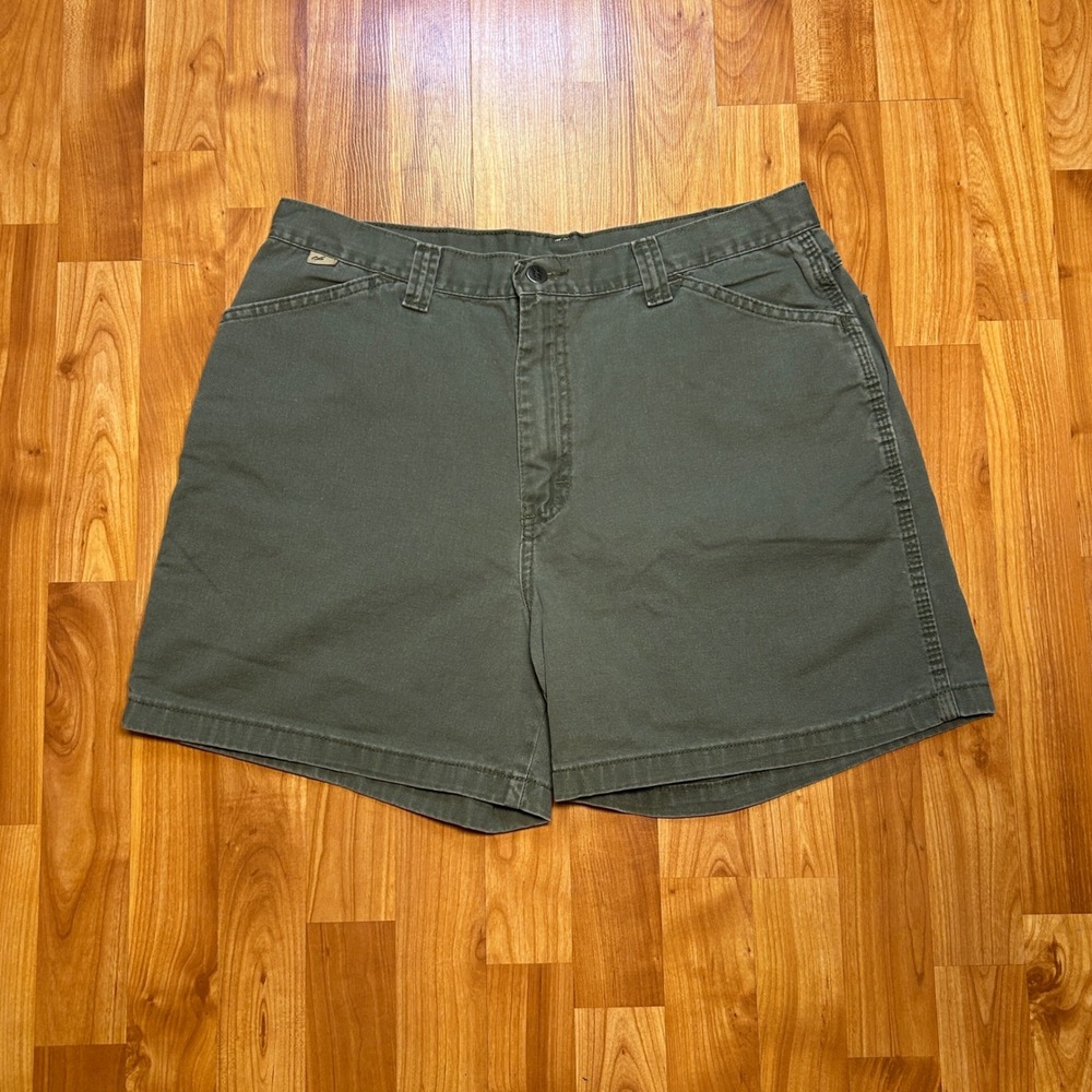 VTG 90s Chic Women High Waisted Mom Utility Canvas Shorts 16 Olive Green